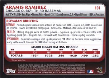 2011 Bowman #101 Aramis Ramirez Back