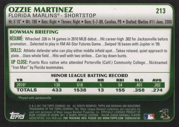 2011 Bowman #213 Ozzie Martinez Back
