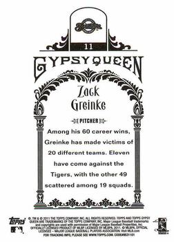 2011 Topps Gypsy Queen - Framed Green #11 Zack Greinke Back