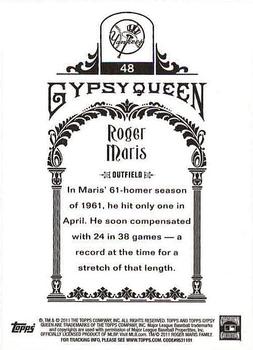 2011 Topps Gypsy Queen - Framed Green #48 Roger Maris Back