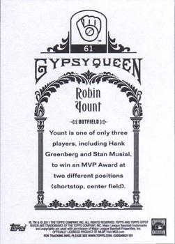 2011 Topps Gypsy Queen - Framed Green #61 Robin Yount Back