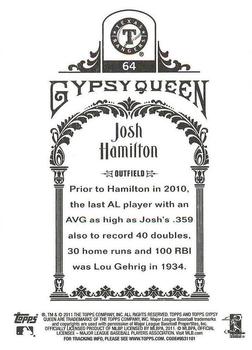 2011 Topps Gypsy Queen - Framed Green #64 Josh Hamilton Back