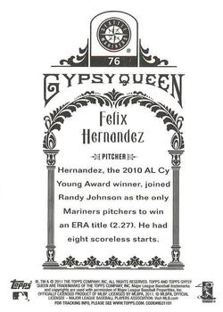 2011 Topps Gypsy Queen - Framed Green #76 Felix Hernandez Back
