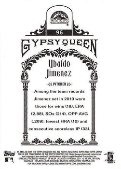 2011 Topps Gypsy Queen - Framed Green #96 Ubaldo Jimenez Back