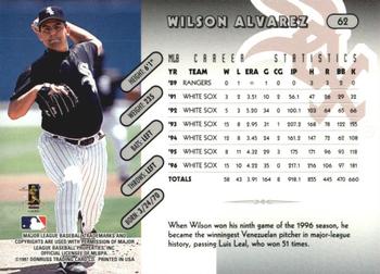 1997 Donruss Team Sets #62 Wilson Alvarez Back