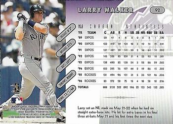 1997 Donruss Team Sets #92 Larry Walker Back