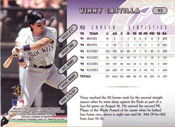 1997 Donruss Team Sets #93 Vinny Castilla Back