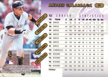 1997 Donruss Team Sets - Pennant Edition #91 Andres Galarraga Back
