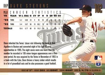 1996 Donruss - Press Proofs #102 Dave Stevens Back