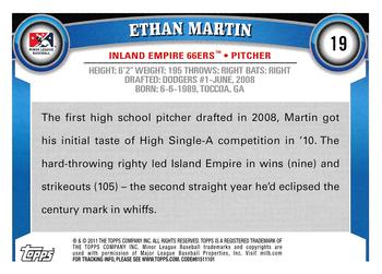 2011 Topps Pro Debut #19 Ethan Martin Back