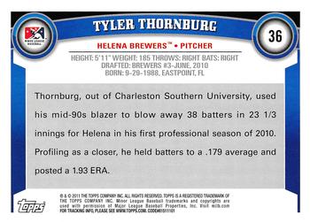 2011 Topps Pro Debut #36 Tyler Thornburg Back