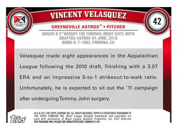 2011 Topps Pro Debut #42 Vincent Velasquez Back