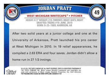 2011 Topps Pro Debut #49 Jordan Pratt Back