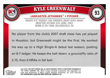 2011 Topps Pro Debut #93 Kyle Greenwalt Back