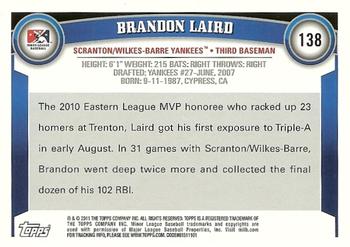 2011 Topps Pro Debut #138 Brandon Laird Back