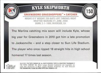 2011 Topps Pro Debut #150 Kyle Skipworth Back