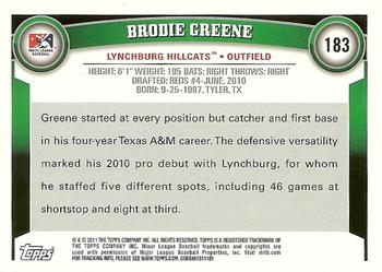 2011 Topps Pro Debut #183 Brodie Greene Back