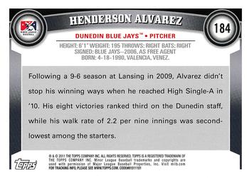 2011 Topps Pro Debut #184 Henderson Alvarez Back