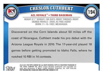 2011 Topps Pro Debut #194 Cheslor Cuthbert Back