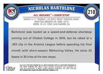 2011 Topps Pro Debut #210 Nicholas Bartolone Back