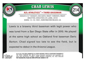 2011 Topps Pro Debut #214 Chad Lewis Back