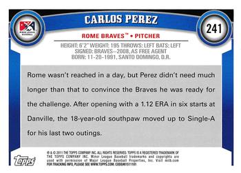 2011 Topps Pro Debut #241 Carlos Perez Back