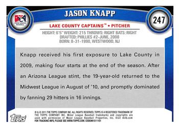 2011 Topps Pro Debut #247 Jason Knapp Back