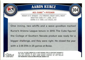 2011 Topps Pro Debut #304 Aaron Kurcz Back