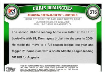 2011 Topps Pro Debut #316 Chris Dominguez Back