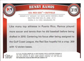 2011 Topps Pro Debut #319 Henry Ramos Back