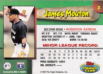 1993 Stadium Club Houston Astros #3 James Mouton  Back