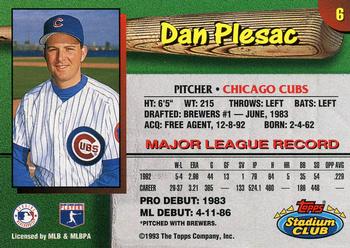 1993 Stadium Club Chicago Cubs #6 Dan Plesac  Back