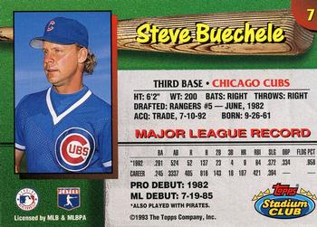 1993 Stadium Club Chicago Cubs #7 Steve Buechele  Back