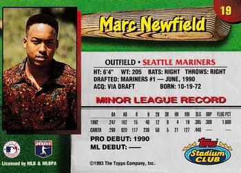 1993 Stadium Club Seattle Mariners #19 Marc Newfield  Back