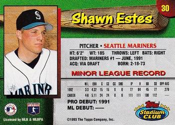 1993 Stadium Club Seattle Mariners #30 Shawn Estes  Back