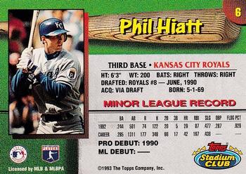 1993 Stadium Club Kansas City Royals #6 Phil Hiatt  Back