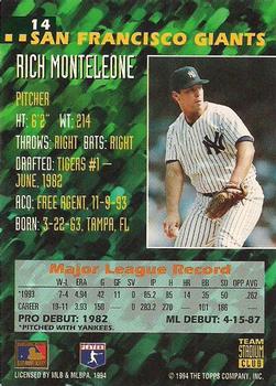 1994 Stadium Club Team #14 Rich Monteleone Back