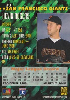1994 Stadium Club Team #23 Kevin Rogers Back