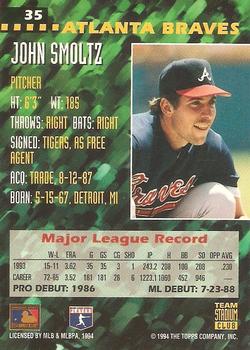 1994 Stadium Club Team #35 John Smoltz Back