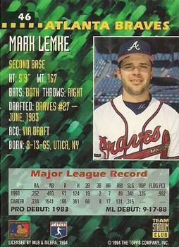 1994 Stadium Club Team #46 Mark Lemke Back