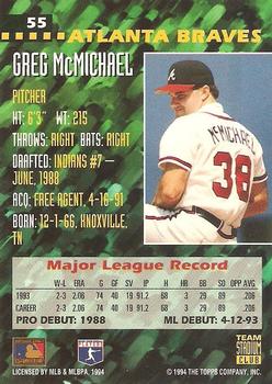 1994 Stadium Club Team #55 Greg McMichael Back