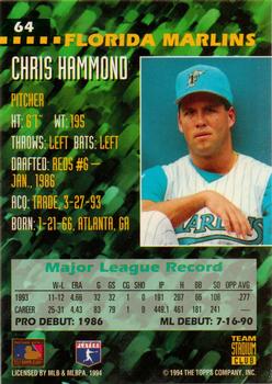 1994 Stadium Club Team #64 Chris Hammond Back