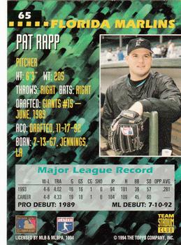 1994 Stadium Club Team #65 Pat Rapp Back