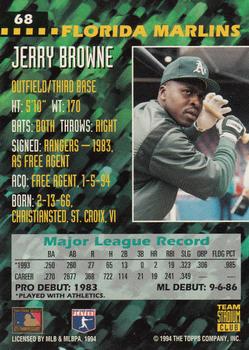 1994 Stadium Club Team #68 Jerry Browne Back