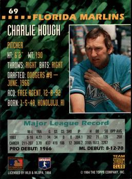 1994 Stadium Club Team #69 Charlie Hough Back