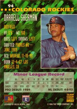 1994 Stadium Club Team #94 Darrell Sherman Back