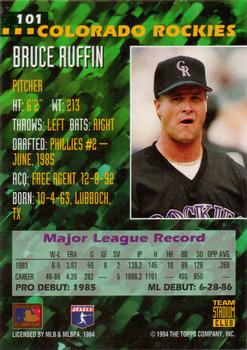1994 Stadium Club Team #101 Bruce Ruffin Back