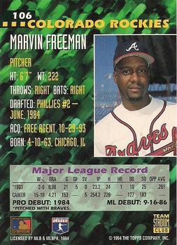 1994 Stadium Club Team #106 Marvin Freeman Back