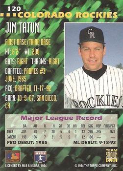 1994 Stadium Club Team #120 Jim Tatum Back