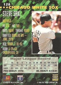 1994 Stadium Club Team #128 Steve Sax Back
